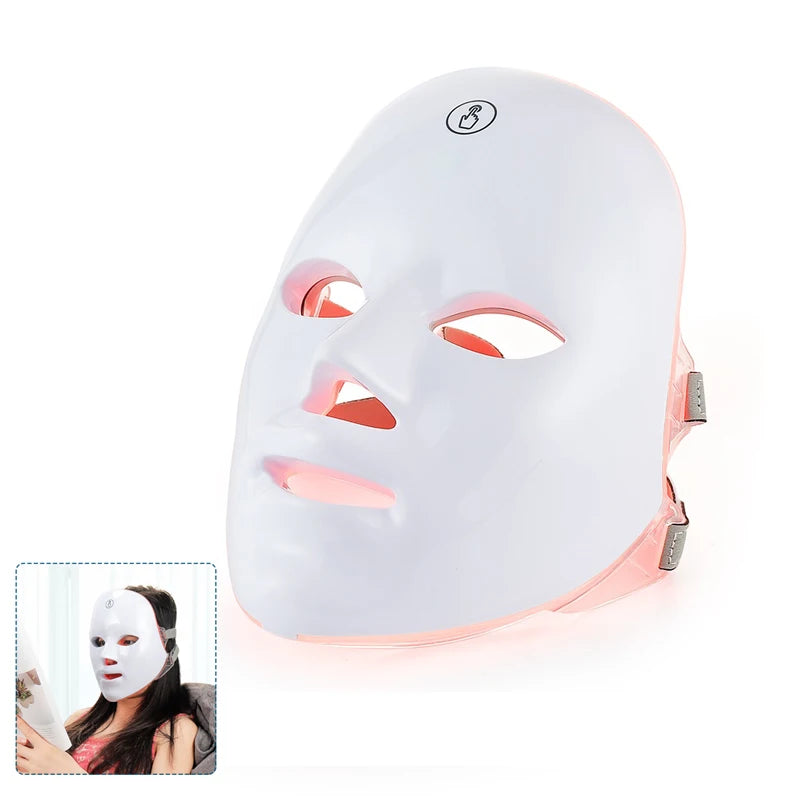 Wireless 7 Color LED Light Therapy Facial & Neck Rejuvenation Mask.