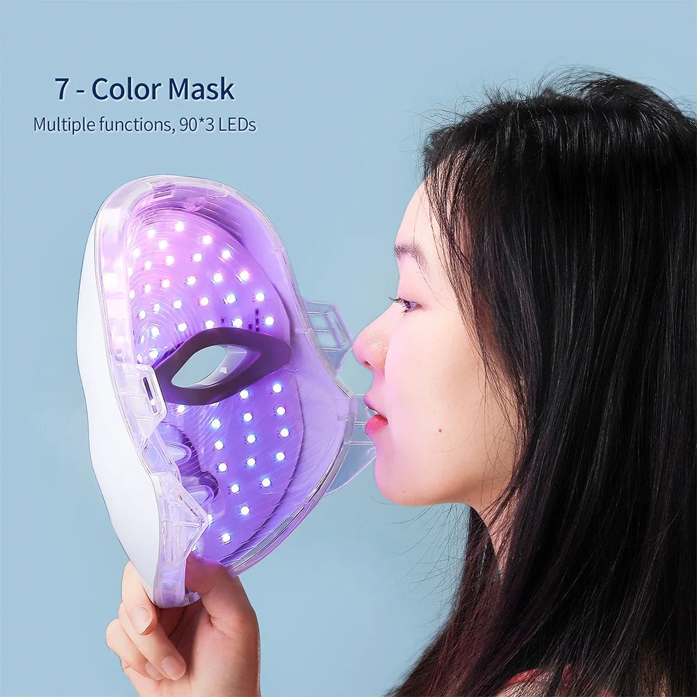 Wireless 7 Color LED Light Therapy Facial & Neck Rejuvenation Mask.