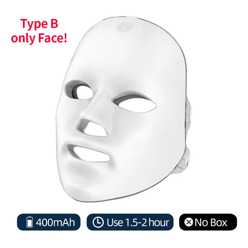 Wireless 7 Color LED Light Therapy Facial & Neck Rejuvenation Mask.