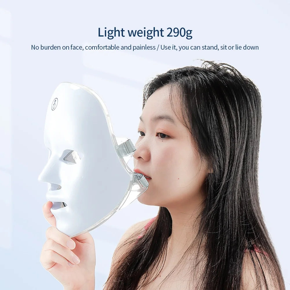 Wireless 7 Color LED Light Therapy Facial & Neck Rejuvenation Mask.